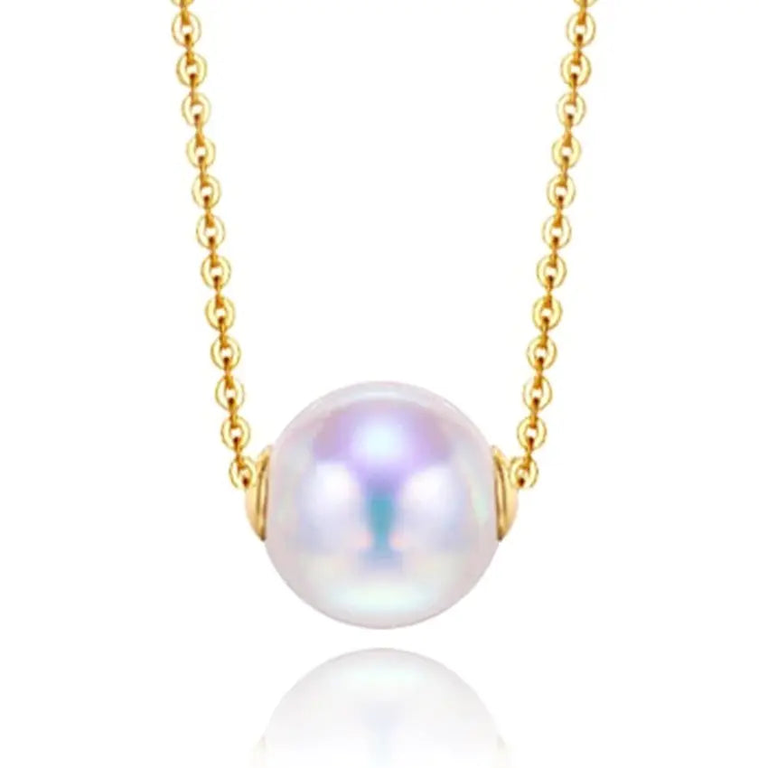 Collar con Colgante de Perla Natural de Agua Salada y Cadena de Oro de 18K