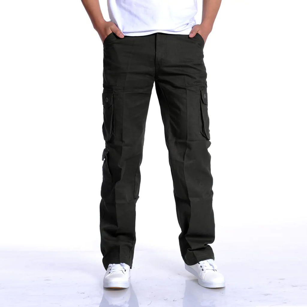 Pantalones Largos Casuales Sueltos para Hombre con Múltiples Bolsillos
