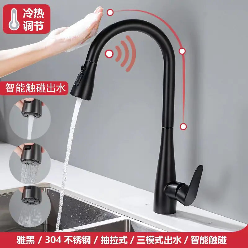 Grifo de Cocina 304 con Control Táctil y Rociador Desplegable