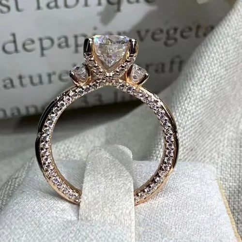 Anillo de Moissanita Piedra de Tres Vidas para Mujer